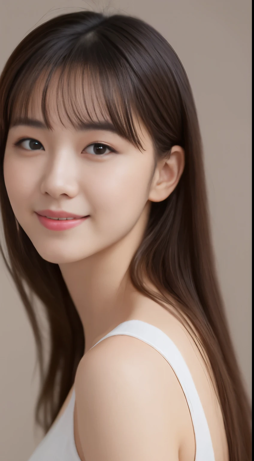 ((best image quality, 8K, master piece:1.3)), 1 girl, Beautiful woman with slender abs:1.3, (casual hairstyle, :1.2), Pink camisole，Extra large，the skin is very white，Extra-fine face, detailed eye, double eyelid，smile。Take pictures in cute poses，numbers are very bad，small small waist，super big breasts，close，close chest，white skin，The background is casual，close Shot Shot