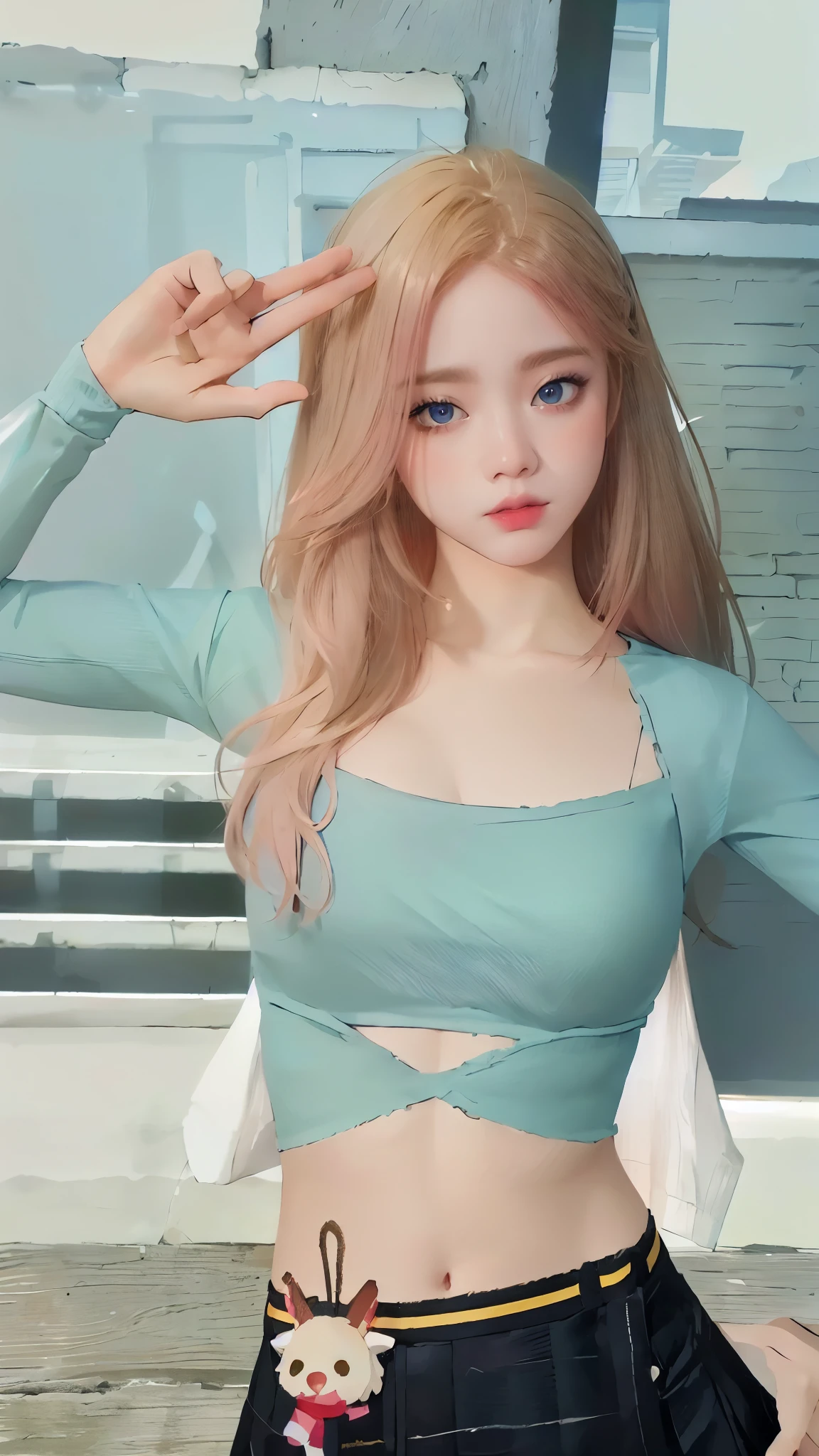 (Best Quality, Masterpiece:1.4), (Realism:1.2), (Realisitc:1.2), (Absurdres:1.2), (photorealistic:1.3), 1girl,Realistic Skin,Solo,( Very Big Eyes,beautiful detailed eyes, symmetric eyes),<lora:cammy_white:0.8> ,cammy_white, gloves, fingerless gloves, long hair, leotard, hat, twin braids, highleg leotard, highleg, beret, green leotard