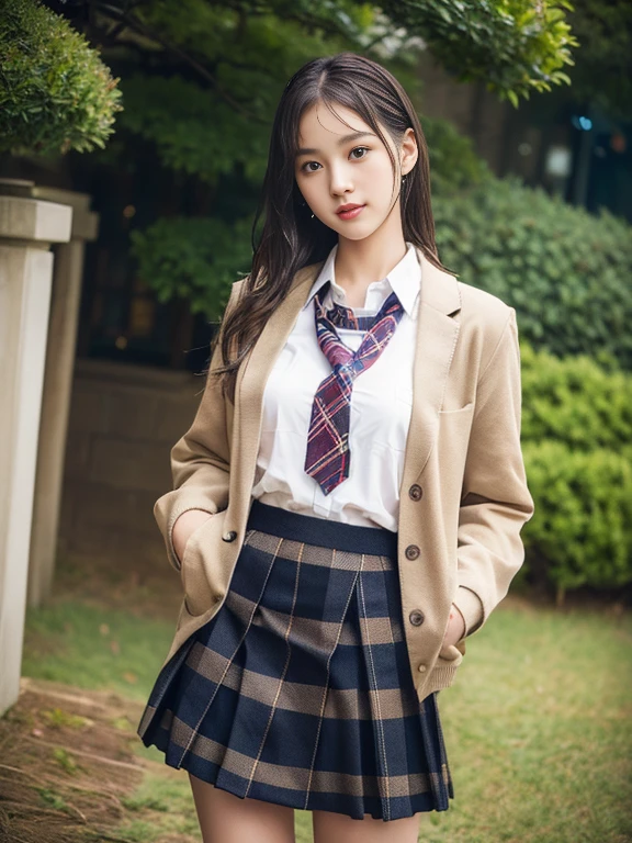 Highly detailed CG Unity 8K wallpaper、highest quality、super detailed、masterpiece、realistic、Photoreal、Highly detailed cute girl、18-year-old、liar 、sophisticated gravure idol、young gravure idol、Young and cute gravure idol、Realistic young gravure idol, Young sensual gravure idol、Young skinny gravure idol、(High school students wearing Japanese uniforms)、(torn skirt)、(Lifted by yourself)、Low - Angle、blush、ruddy lips、looking at the viewer、semi body shot、(a large crowd gathers)、(library)、(Japanese high school uniforms and designated shoes)、(dark blue blazer:1.2)、(plaid skirt:1.5)、(white shirt for students)、 (Long tie:1.2)、(light brown random hair)、(white panties)、(camel toe)、(black loafers:1.5)、(beautiful face:1.3)、(perfect proportions:1.2)、(long legs:1.2)、(:1.3)、(Panties can be seen from under the skirt)、(rough skin)、(Japanese highlands wet with rain)、A face that looks like it's about to cry、((wet hair、wet skin))、exterior々angle、(濡れたwhite pantiesー)、sexy look、navy blue cardigan、