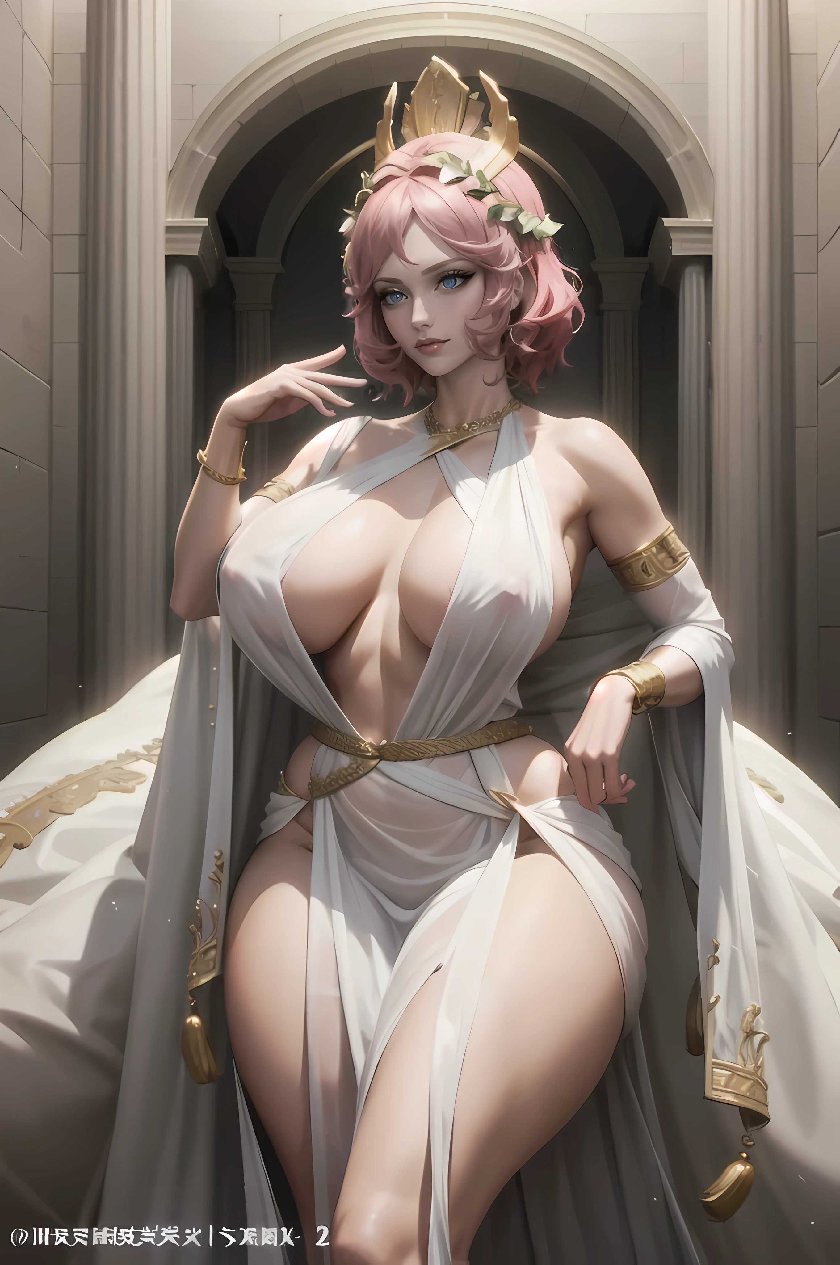1girl huge large breasts,Greek goddess, massive-Female-Bodybuilder:2, Vi delicate and beautiful face,Various hairstyles,Garland crown,Huge-breasts:2,Convex buttocks,greek clothes,Tulle covers the breasts, accurate-anatomy:2, Detailed clothing details,Temple,marble,god statue,World Tree,Cinematic lighting, filmgrain, Fujicolor, lightand shade contrast, 8K, 巨作, Textured skin, Super detail, High Details, High quality, A high resolution, Huge-Muscles:2