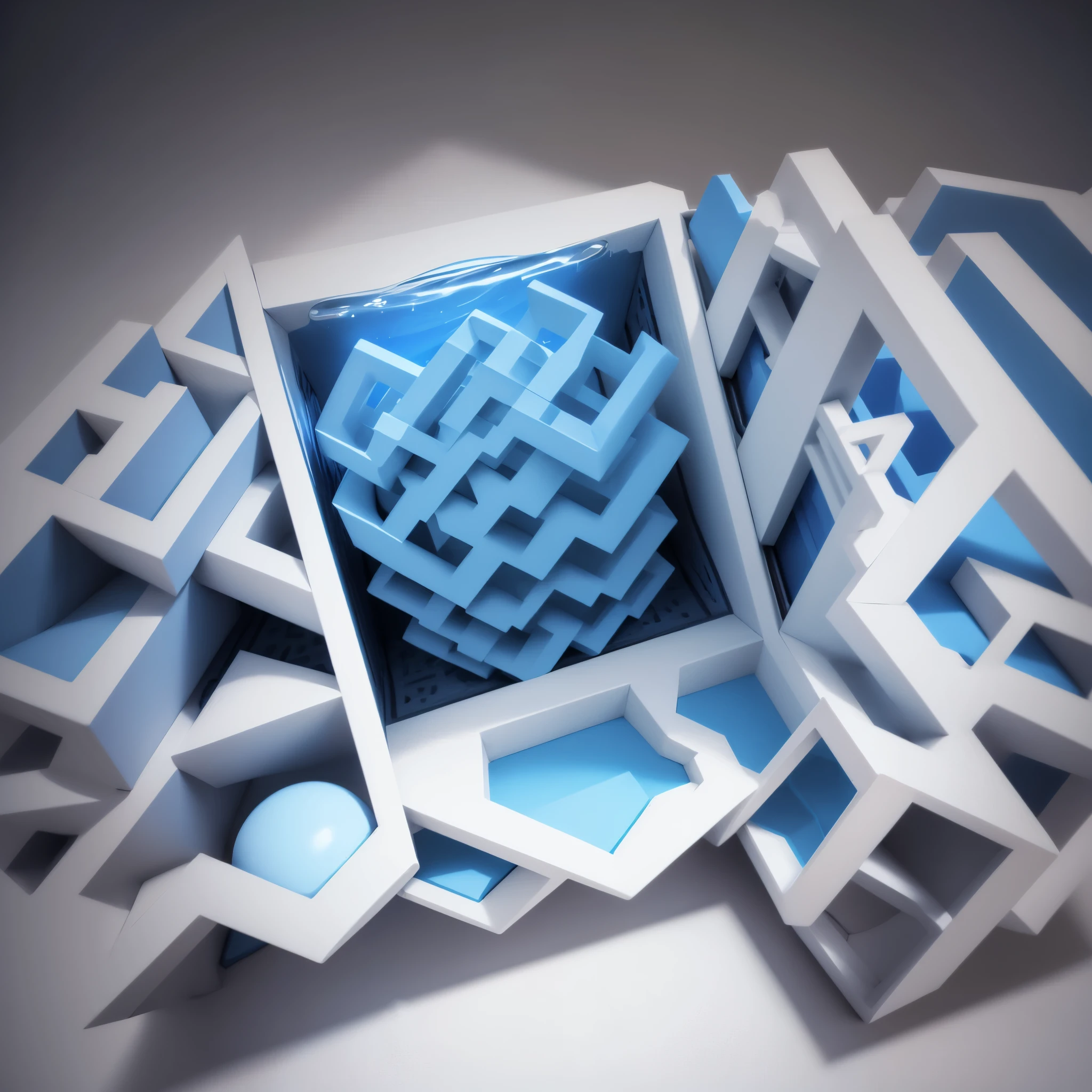 Blue 3D object with diagonal shapes on transparent background, Impossible geometry, Impossible objects, Impossible angles, impossible structures, impossible twist, impossible architecture, Isometry, Isometryック視点, accurate Isometryック視点, Isogonal angles, Isogonal angless, Isometryックではない, Isometryック 3 D, Isometryック 3D, 3D Logo