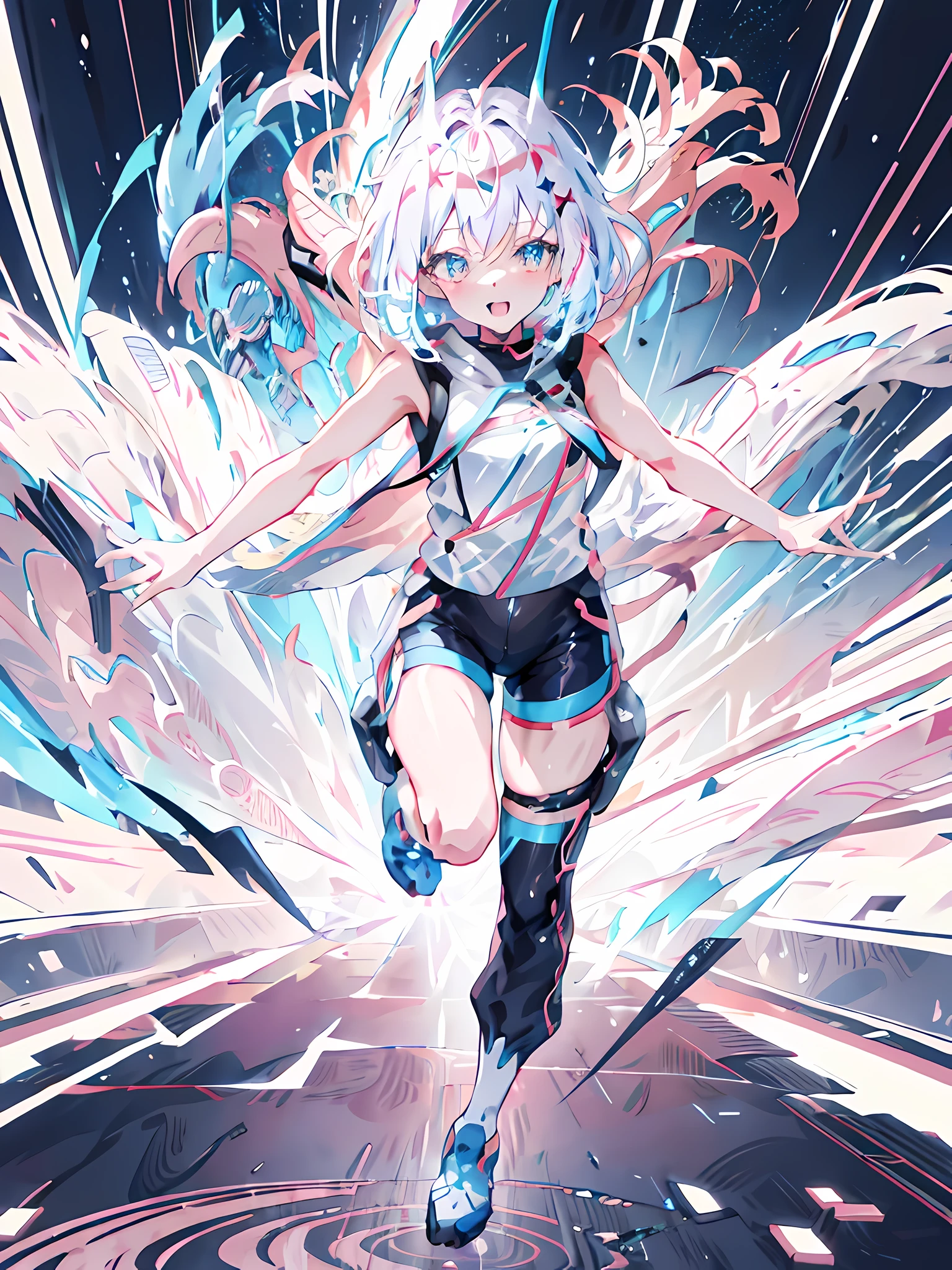 anime girl running in a futuristic space with a futuristic background, best anime 4k konachan wallpaper, anime style 4 k, anime art wallpaper 8 k, the anime girl is running, anime art wallpaper 4 k, anime art wallpaper 4k, badass anime 8 k, 4k anime wallpaper, anime wallpaper 4 k, anime wallpaper 4k, digital art on pixiv