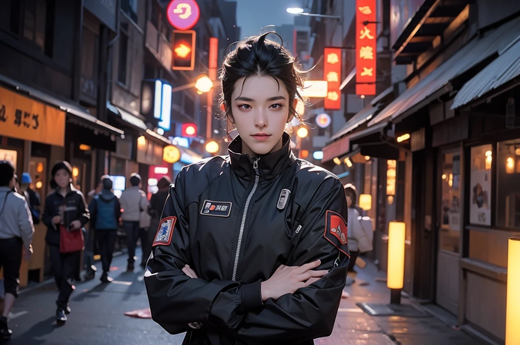 Chage backgroung cyberpunk handsome boy,realistic face,8k,ultra realistic