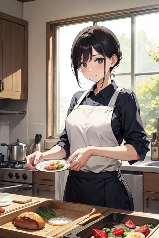 Cook、beautiful mature woman、backwards