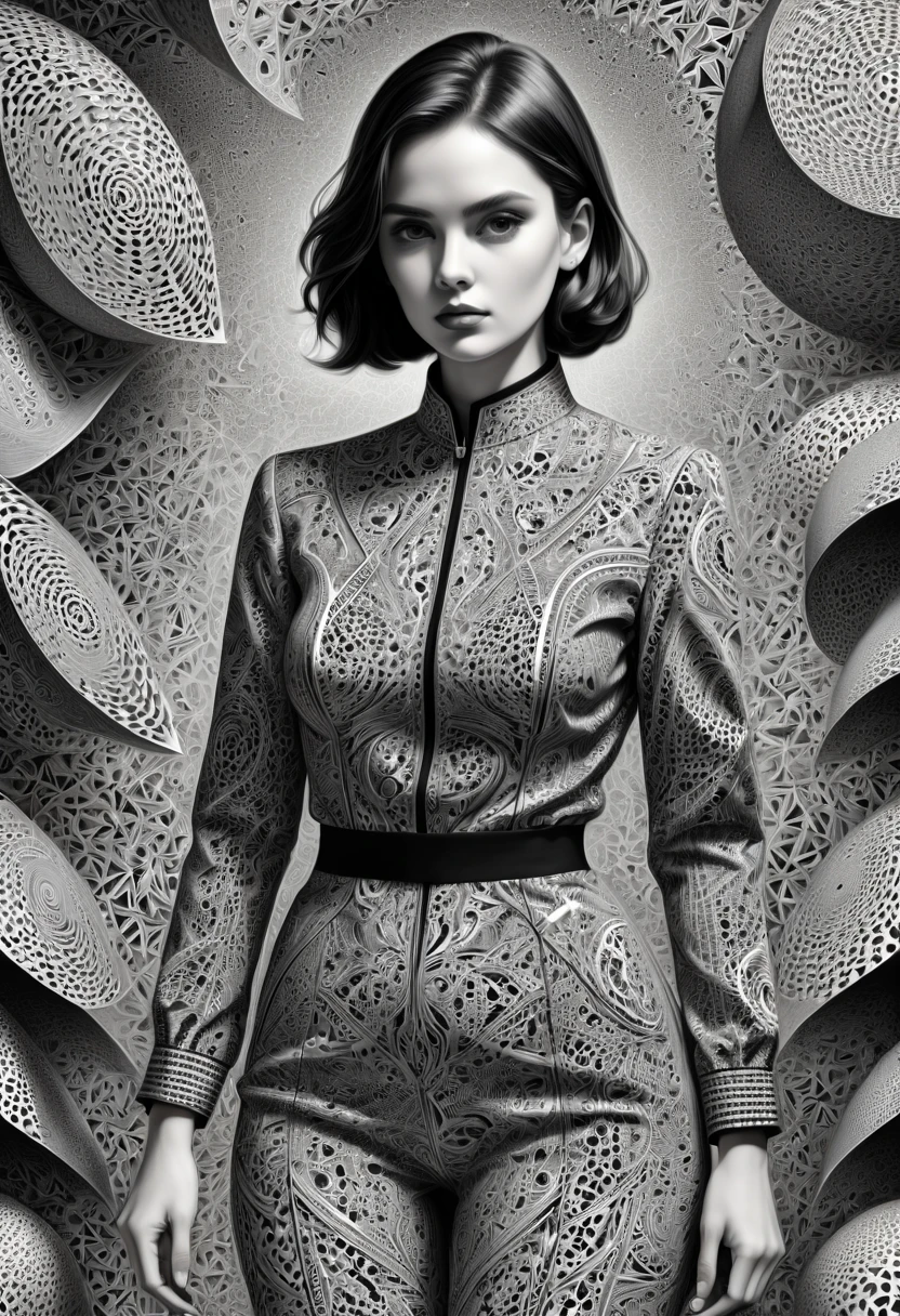 black and white pattern, a stealth boy hidden in the painting, pattern with Optical illusion, checkerboard background, enhance, intricate, (best quality, masterpiece, Representative work, official art, Professional, 8k)