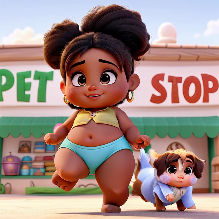 uma bebe morena estilo disney, pixer, alta qualidade, melhor qualidade