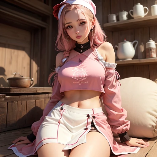 Jolie Femme Curry au hanche large style  girly rose