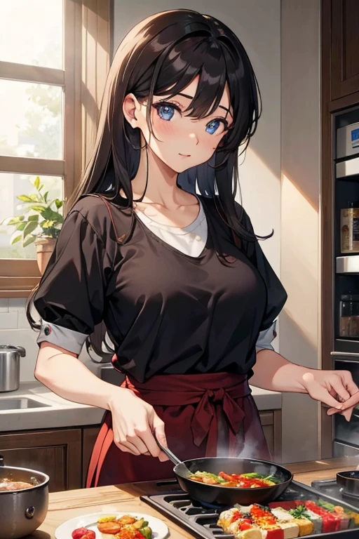 cooking、Beauty、attractive woman、beautiful eyes