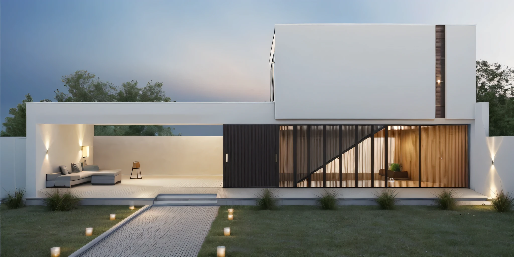 - (((1 mordenhouse with slope roof:1.3))), front elevation of the house, look morden minimalist,(((1 road in front of the house:1.3))), the planter has many white chrysanthemums:1.2
- (RAW photo, real, best quality, masterpiece:1.2),(hyper realistic, photo-realistic:1.2), high quality,(((hyper detail:1.5))), archdaily, award winning design
- dynamic light:1.3, (dark light:1.2), perfect light,
- elegant and minimalist feel