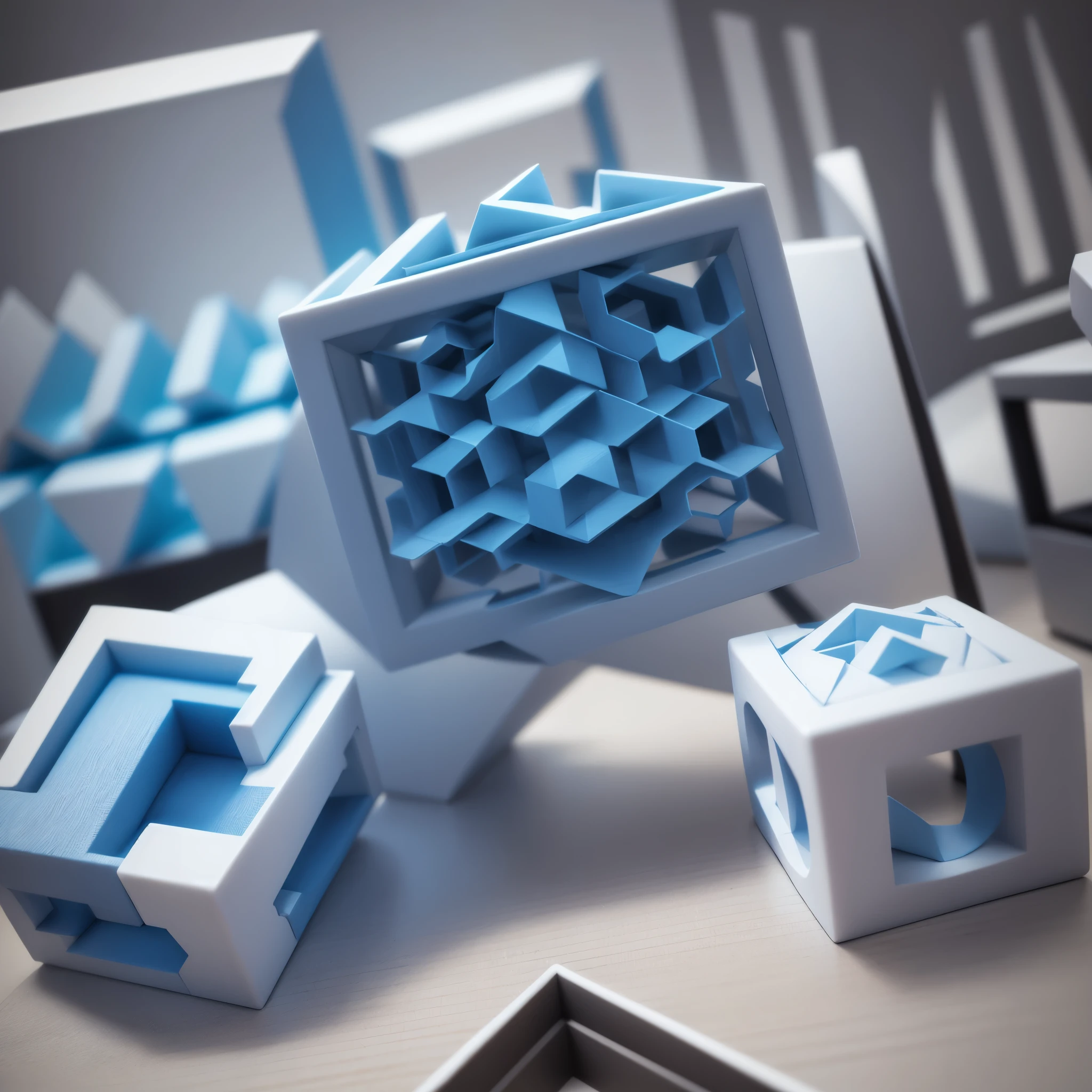 Blue 3D object with impossible shape, Impossible geometry, Impossible objects, Impossible angles, impossible structures, impossible twist, impossible architecture, Isometry, Isometryック視点, accurate Isometryック視点, Isogonal angles, Isogonal angless, Isometryックではない, Isometryック 3 D, Isometryック 3D, 3D Logo