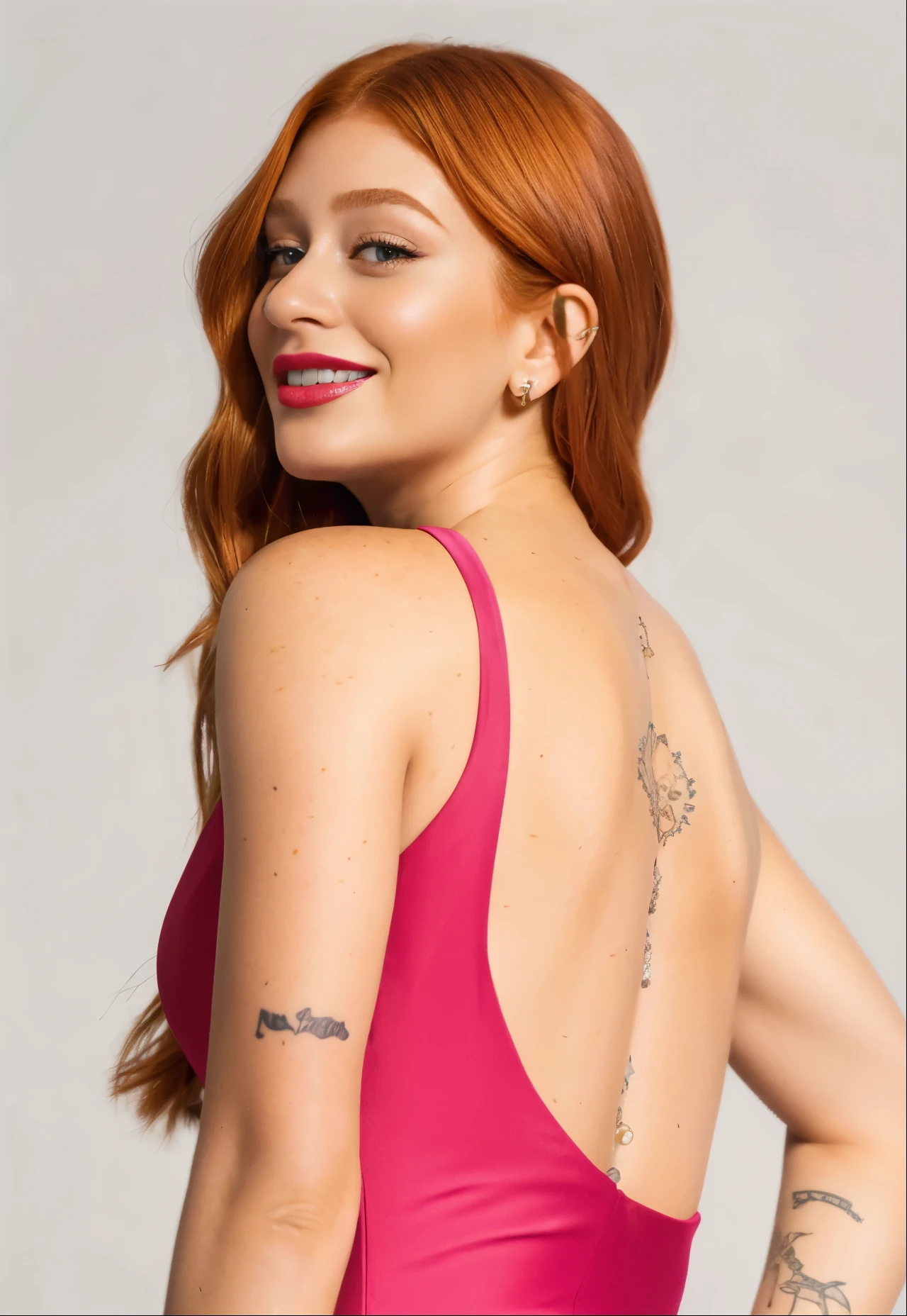 Marina Ruy Barbosa with orange hair and lipstick 