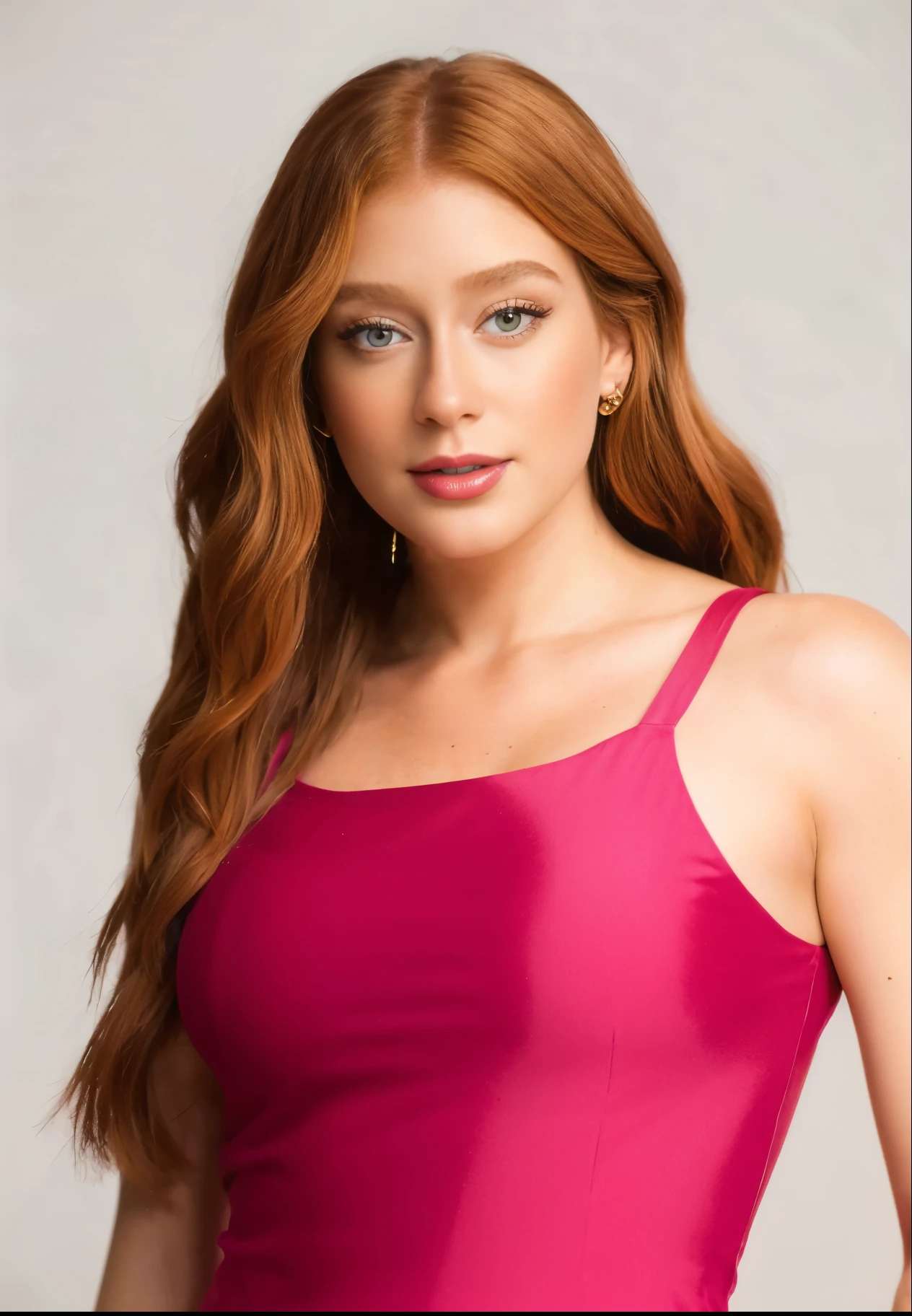 Marina Ruy Barbosa with orange hair and lipstick 