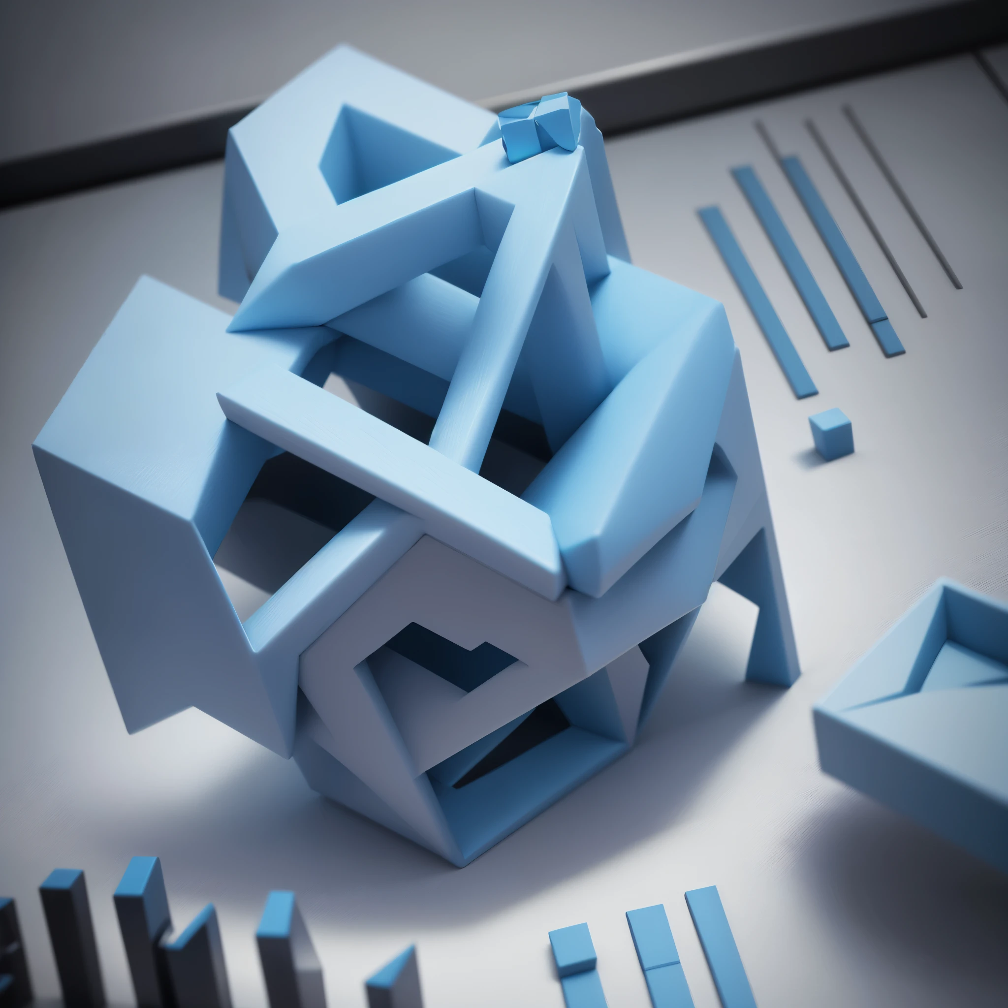 Blue 3D object with impossible shape, Impossible geometry, Impossible objects, Impossible angles, impossible structures, impossible twist, impossible architecture, Isometry, Isometryック視点, accurate Isometryック視点, Isogonal angles, Isogonal angless, Isometryックではない, Isometryック 3 D, Isometryック 3D, 3D Logo