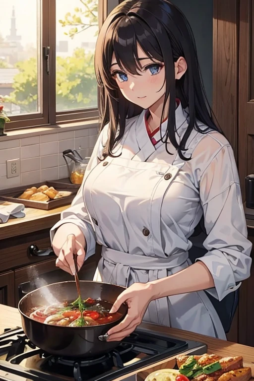 cooking、beautiful mature woman、attractive woman、beautiful eyes
