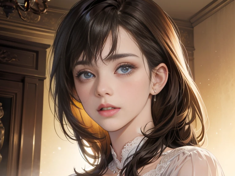 "(best quality,4k,8k,highres,masterpiece:1.2),ultra-detailed,(realistic,photorealistic,photo-realistic:1.37),romantic,portrait,beautiful detailed eyes, beautiful detailed lips, extremely detailed eyes and face,longeyelashes,1girl,1boy, long brown bang hair, brown eyes, short black hair, blue eyes, tall boy, romance, dancing, face to face, elegant long purple dress, vivid colors,soft lighting, ballroom background"
