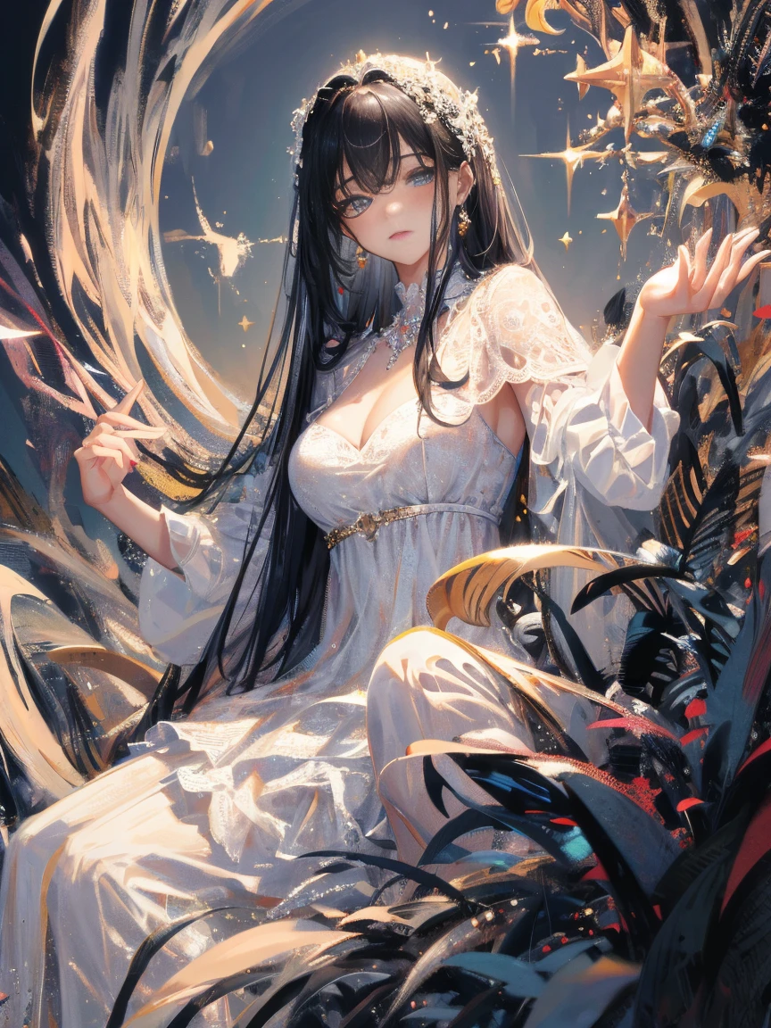 ((masterpiece, That's excellent, Super detailed, High resolution)), alone, beautiful girl, sparkling eyes, perfect eyes, 15 years old, black and white gold theme,