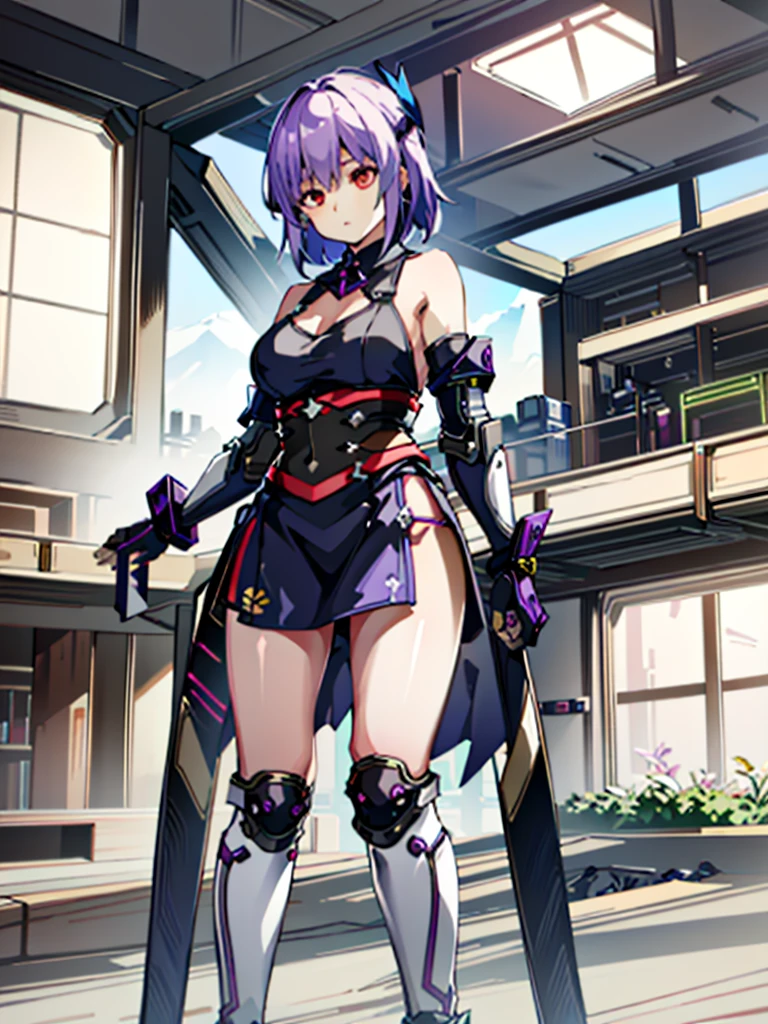 ( highest quality:1.3)
doa ayane, 1 girl, alone, chest, short hair, large chest, thighs , bare shoulders, arms, , head band,(Inside a futuristic research facility:1.6),hypnorolla,
empty eyes,