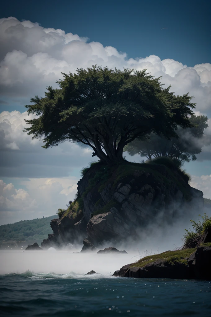 an atmospheric abstract painting. It looks similar to moss agate with the blue tendrils and smoky background. hints of deep blue and grey. Looks like fog on a lake --v 5.1