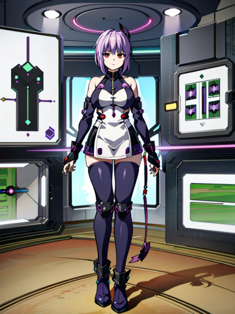 ( highest quality:1.3)
doa ayane, 1 girl, alone, chest, short hair, large chest, thighs , bare shoulders, arms, , head band,(Inside a futuristic research facility:1.4),hypnorolla,
empty eyes,full body,