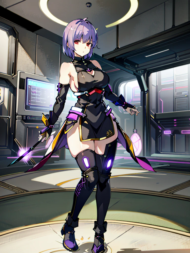 ( highest quality:1.3)
doa ayane, 1 girl, alone, chest, short hair, large chest, thighs , bare shoulders, arms, , head band,(Inside a futuristic research facility:1.4),hypnorolla,
empty eyes,full body,