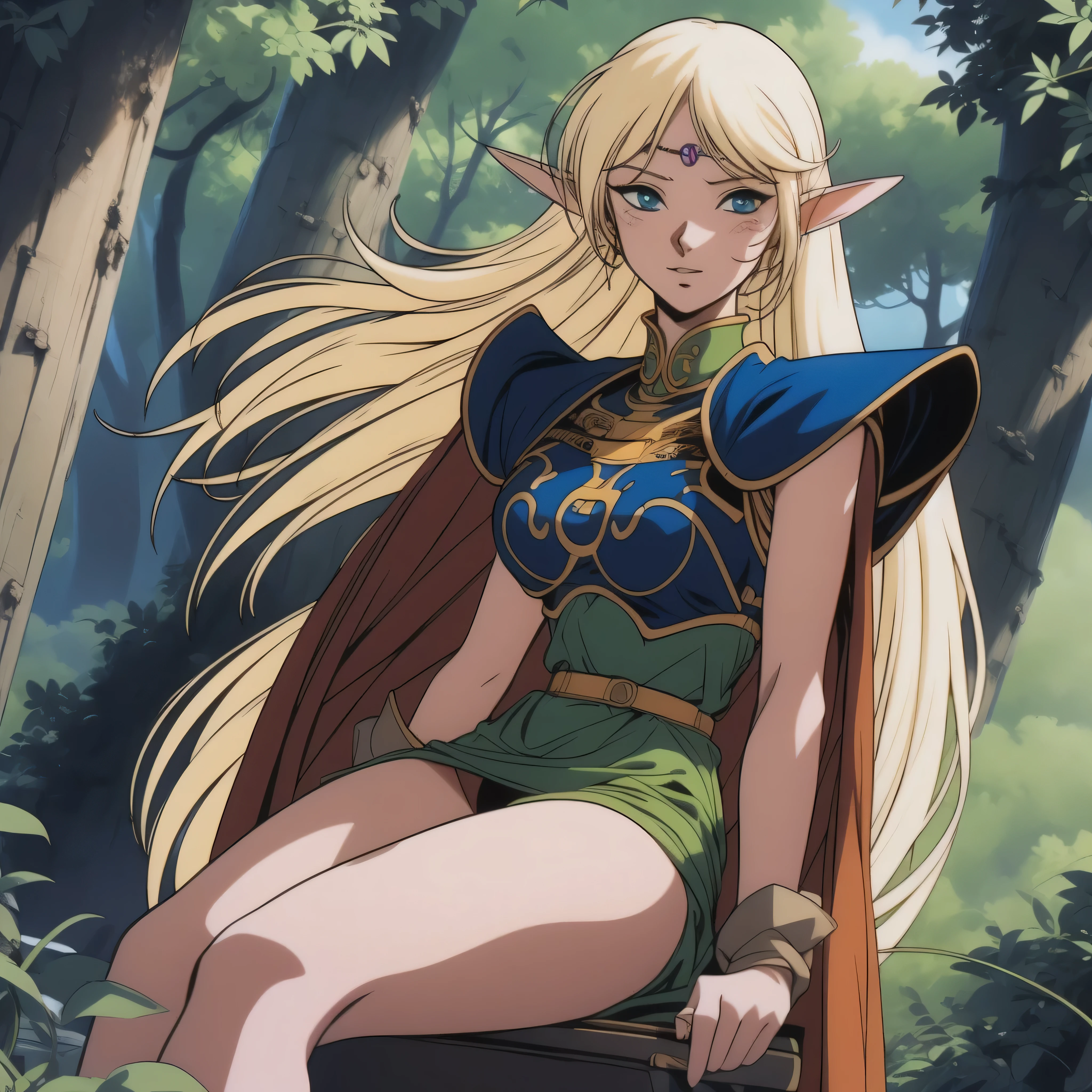 (Masterpiece, extremely detailed CG, sharp line),deedlit, offcial art, Colorful, Beautiful Japanese anime style,Extremely detailed eyes and face,Sharp pupils,realistic pupil,In the woods、cabellos largos dorados,ears of elf,Black lace panties,Slender thighs、 Secretly、squirting、convulsion、cum on、spread their legs、squatt、it feels good、ahe-face、agitation、Intense masturbation、 varies multi etc. --v 6 --s 1000 --c 20 --q 20 --chaos 100