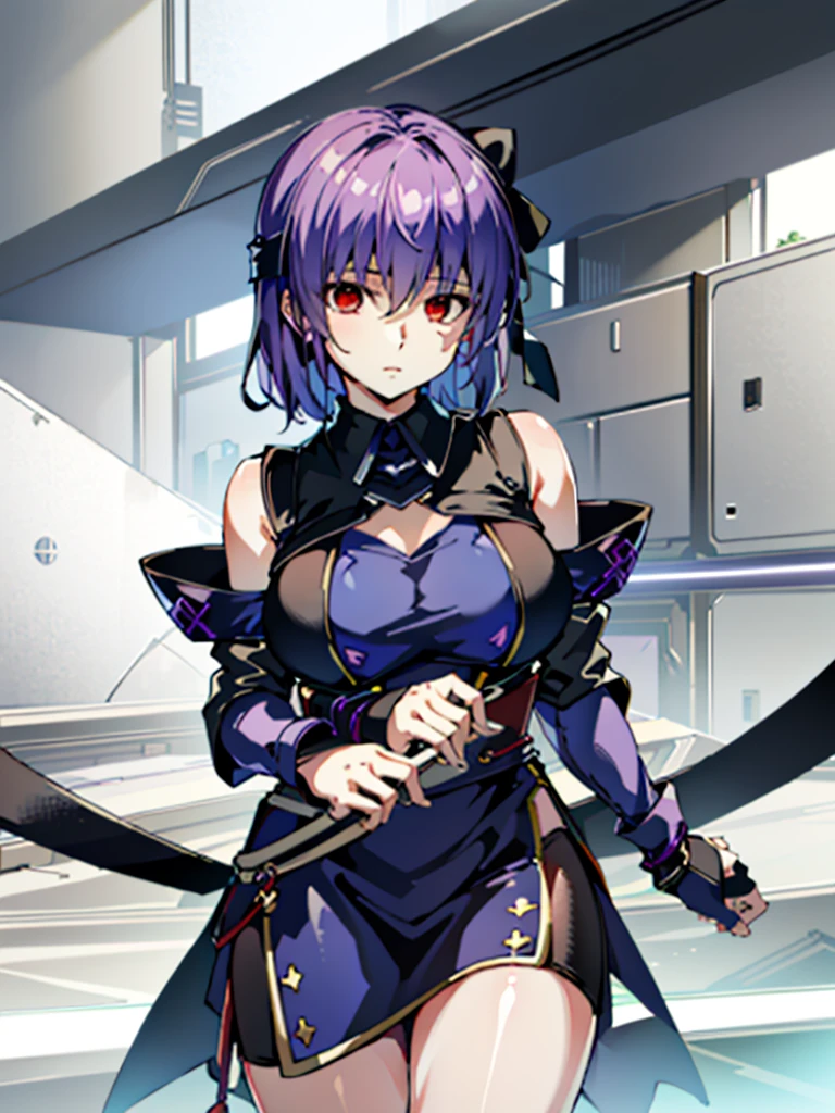 ( highest quality:1.3)
doa ayane, 1 girl, alone, chest, short hair, large chest, thighs , bare shoulders, arms, , head band,(Inside a futuristic research facility:1.4),hypnorolla,
empty eyes,