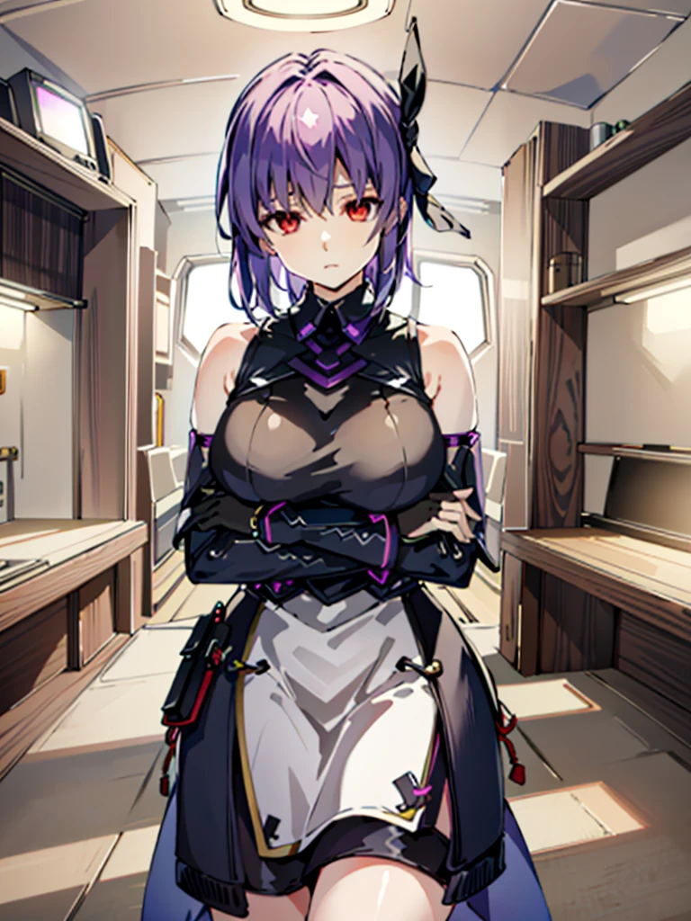 ( highest quality:1.3)
doa ayane, 1 girl, alone, chest, short hair, large chest, thighs , bare shoulders, arms, , head band,(Inside a futuristic research facility:1.4),hypnorolla,
empty eyes,首輪