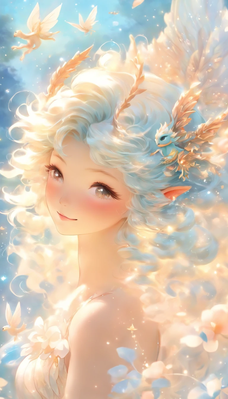 Draw a Q version of the white-haired fairy zodiac animal in a blue and white dragon suitHair color and hairstyle: the fairy has white hair and may show a soft wavy or slightly curly style, giving people a sense of lightness and elegance.Facial features: Q version style usually emphasizes lovely and round facial features. The eyes can be painted big, and the pupil color can be chosen according to preference. The nose can be simplified and the mouth can be painted as a smile or pout to increase the sense of cuteness.Clothing and accessories: the fairy wears a blue and white dragon dress, which may mean that her clothes have dragon patterns or decorations. In addition, some trinkets, such as bells and tassels, can be added to her waist or wrist to increase detail and interest.Posture and expression: in order to show the liveliness and loveliness of the Q version of the fairy, you can choose a dynamic posture, such as she is dancing, flying or making some playful movements. In terms of facial expression, you can choose to be happy, contemplative.Background and material: the background can be set according to the story situation, such as clouds, flowers, forests, etc. As for the material, because we can not tell what the material is from the picture, we are free to use our imagination. For example, you can choose to use watercolors, colored lead, or digital painting.