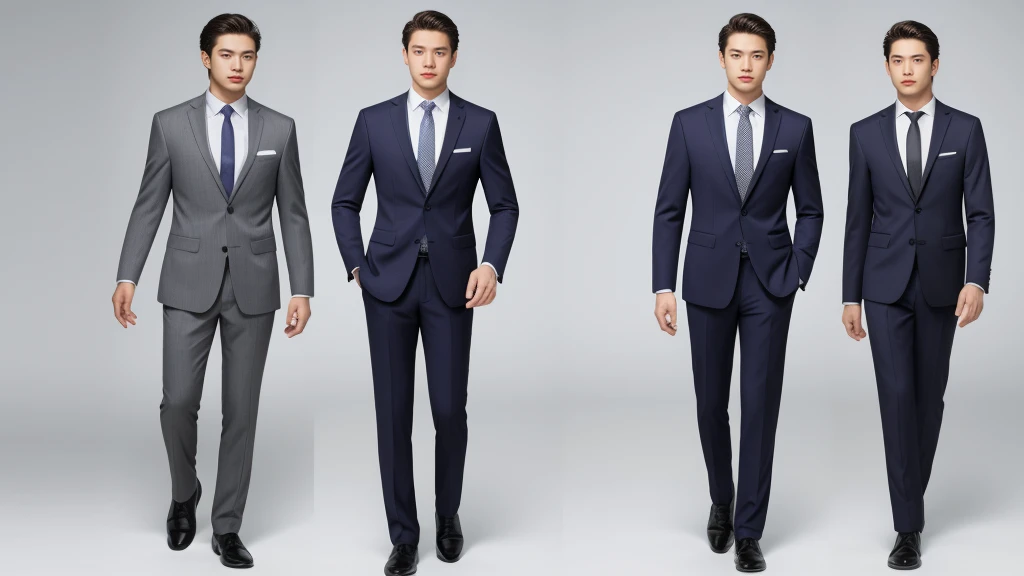 male，Suit，business attire，suit，bank clothing，suit，whole body，Three figures，design diagram，