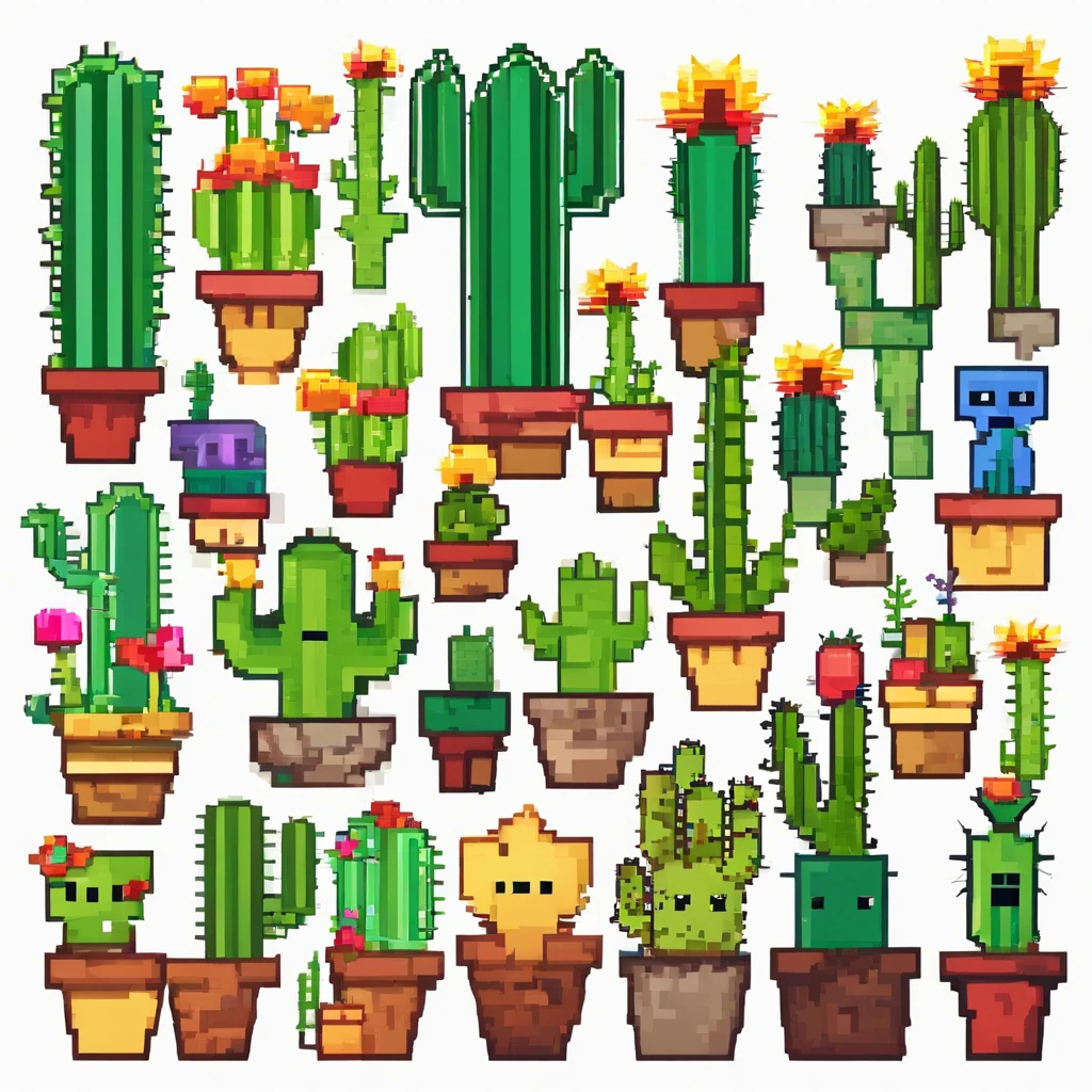 cacti、sharp、thorny、white background