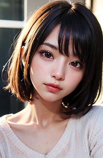 ultra high resolution,masterpiece,highest quality,
highly detailed face,fine eyes,very complicated,perfect shiny shiny skin,perfect lighting,detailed lighting,dramatic shadow,ray tracing,
1 girl,Upper body,black sweater,looking at the viewer,