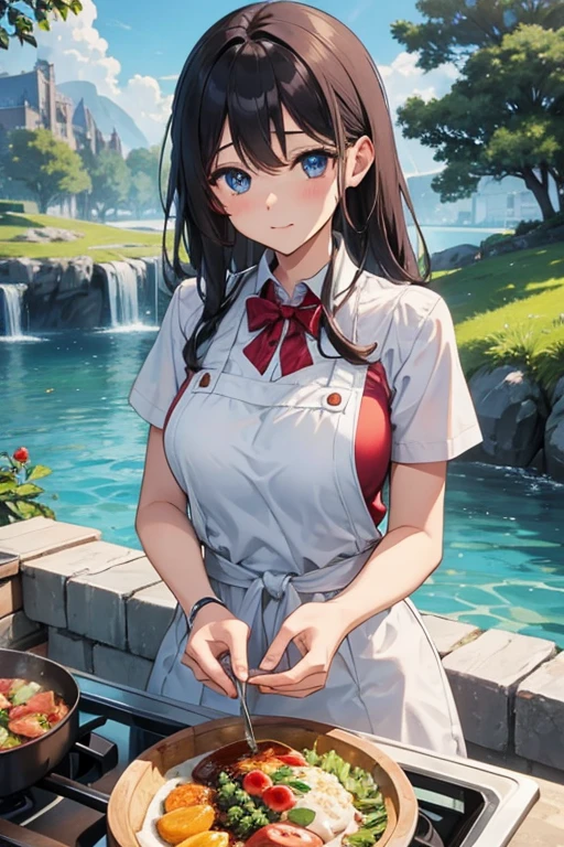 Cooking woman、cute、attractive woman、beautiful eyes、Landscape