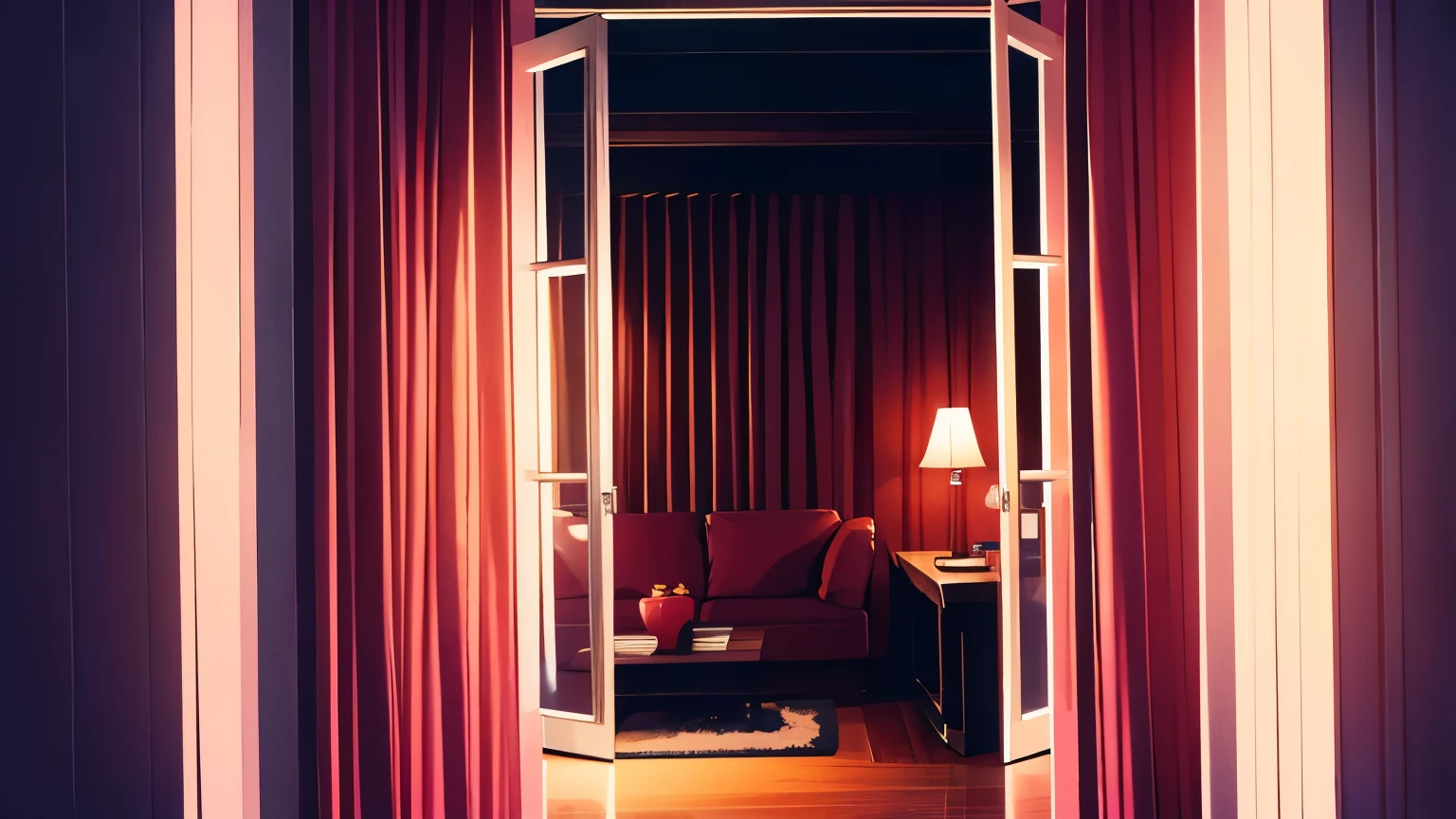 Backround only, night, in the room, gorden, red gorden, wall, dark, no person, room, gordyn, curtain, pink