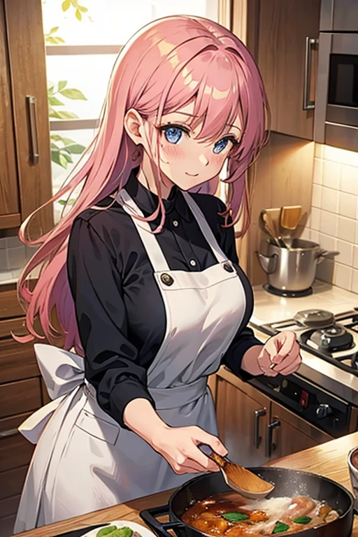 Cooking woman、cute、attractive woman、beautiful eyes、cock