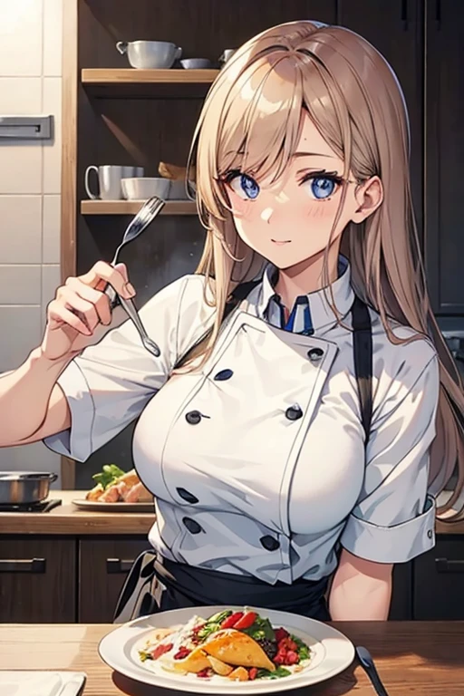 chef、attractive woman、beautiful eyes