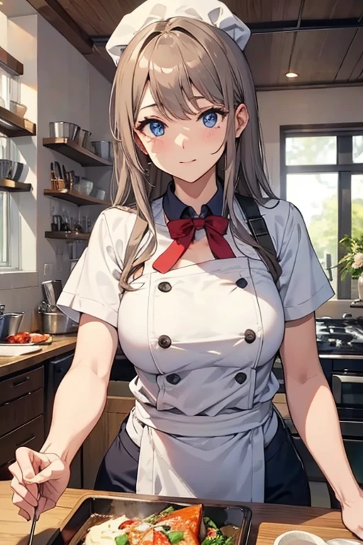 chef、attractive woman、beautiful eyes