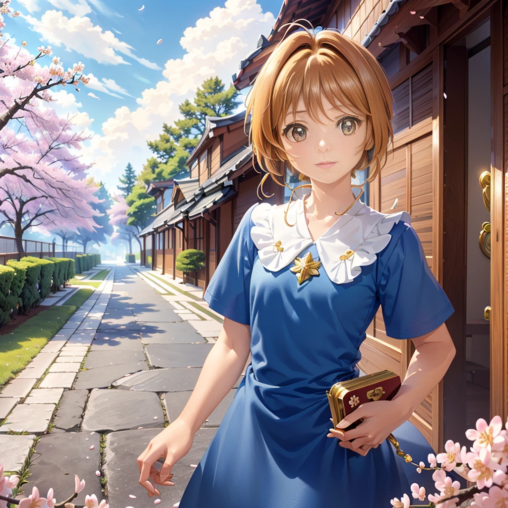 realistic, (masterpiece, excellent quality, highest quality, official art, beautiful and aesthetic: 1.2),(flight:1.4) very detailed, fractal art, colorful, more detailed, (abstract background: 1.5) (1 girl: 1.3), light brown hair, bright eyes, Hilarious, Hairstyle back, short hair, , milky way, Giant magic golden Sagittarius astrolabe, dream, fantasy, Golden trim, beautiful and detailed sky, Style and decoration, Female-only room, (Sakura Cardcaptor)