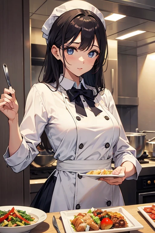 chef dress、attractive woman、beautiful eyes、Beauty