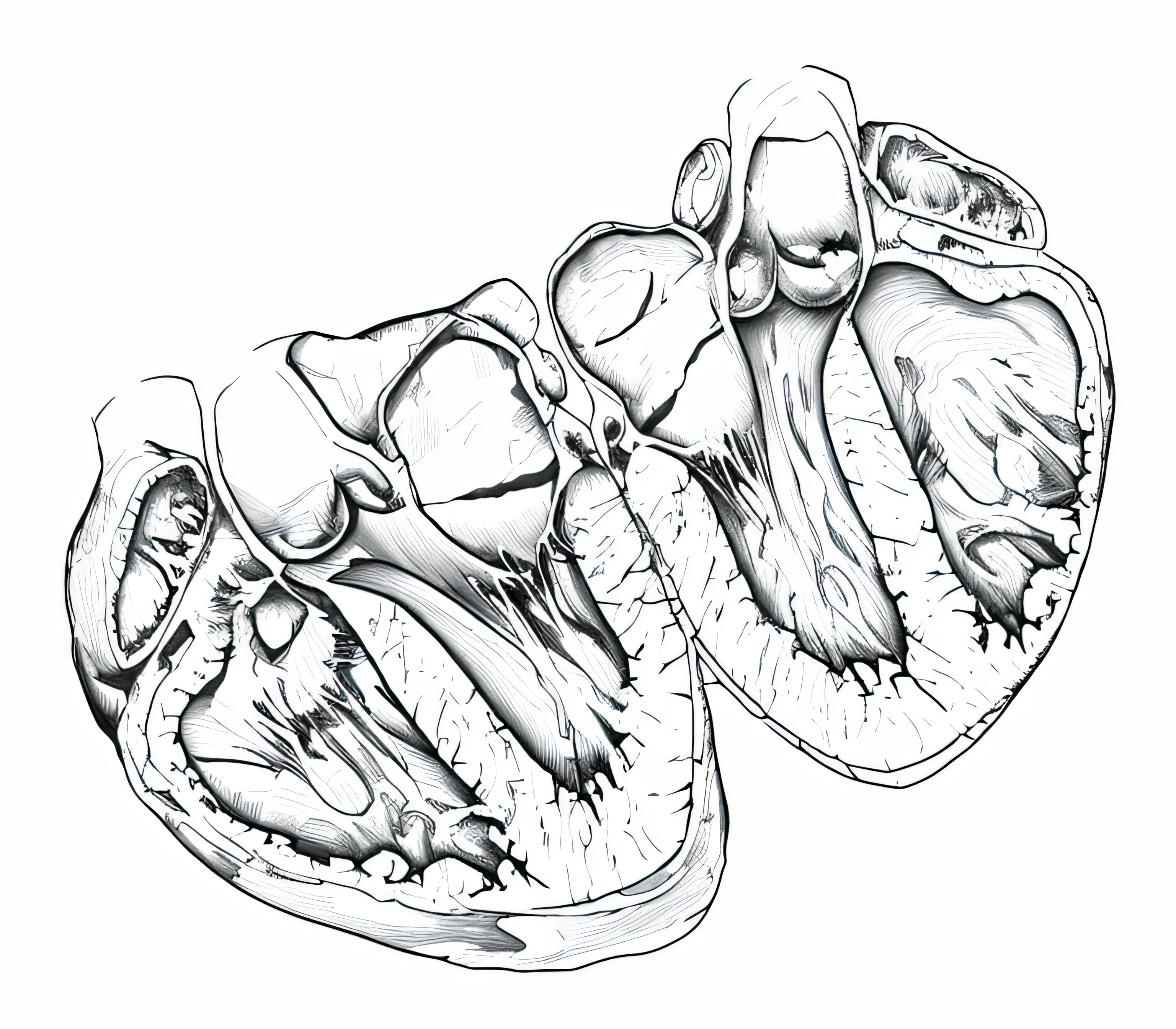 Open heart, line drawing, Ultra HD, 4K