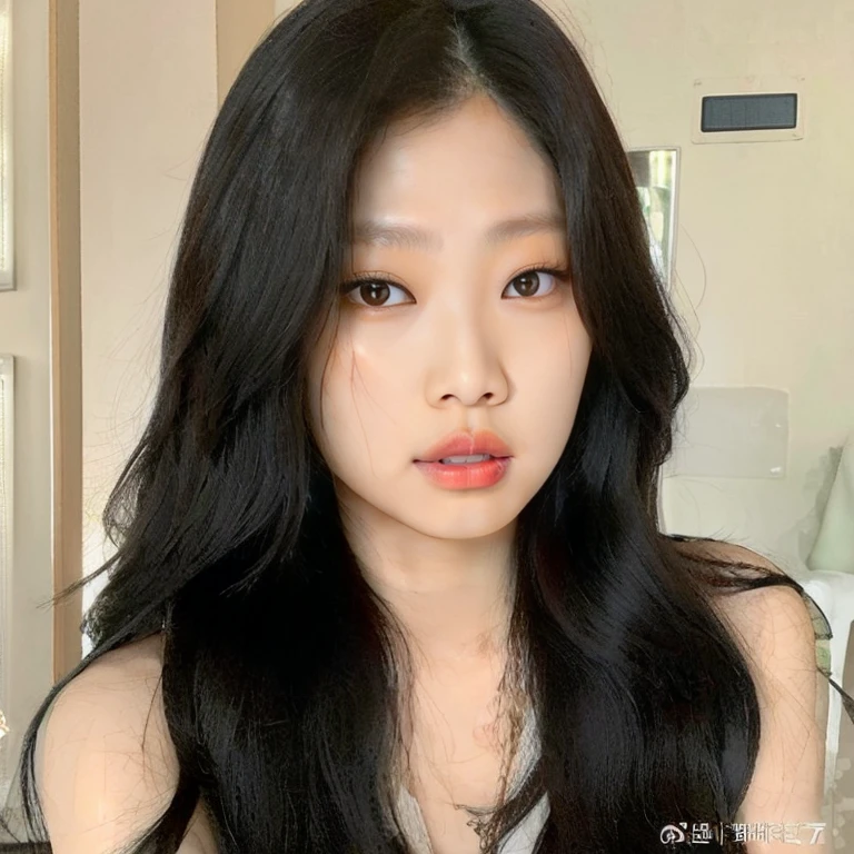 there is a woman with long black hair and a red lipstick, jaeyeon nam, Jinyoung Shin, gongbi, bae suzy, jennie blackpink, Ulzzang, Xisionwu, Sha Xi, adorable and pale korean face, Xintong Chen, young pale and beautiful asian face, wenfei you, Heonhwa Choe, coreana, linda mulher sul-coreana