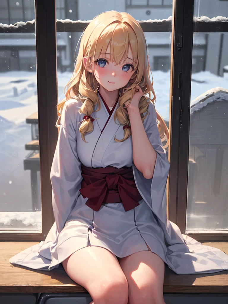 photo realistic, (masterpiece,best quality:1.4),(8k,raw photo,photo realistic:1.2),Not Safe for Work, detailed skin,detailed face,1girl,Japanese princess, cute face, super resolution,retro realistic details Illustration,,{{{elaborate, intricately,fantastic,delicately,tremendous,meticulous,minute,incredibly,obsessed,artisan's,subtle,virtuoso,skillful,vibrant, vivid, complex}}}, clearly focus edge, fresh natural gradation, best quality, amazing quality, very aesthetic, absurdres, (((face focus))), (head rest), ((1girl, sitting, in her bedroom, gaze out, the window on, snow day)), nostalgic,
(((Winter Japanese clothes))), frilled Mini skirt, (a age girl:1.3),14-yo, (medium breasts:1.25),light smile,(tilted head:2.0),(both elbows on the bay window:1.6),(put chin, on own, both hands:1.6),(wearing, Winter Japanese clothes:1.1),(looking at viewer:1.5),(closeup to viewer:1.5), medium bob, (blonde hair), ((wavy hair)), shimmering eyes, Blue eyes, long hair, , beautiful hands, neck ribbon, baby face, twinkle in the eye, braided bangs,
((bedroom)), ((pastelcolour)), imagination, (((snow day))),