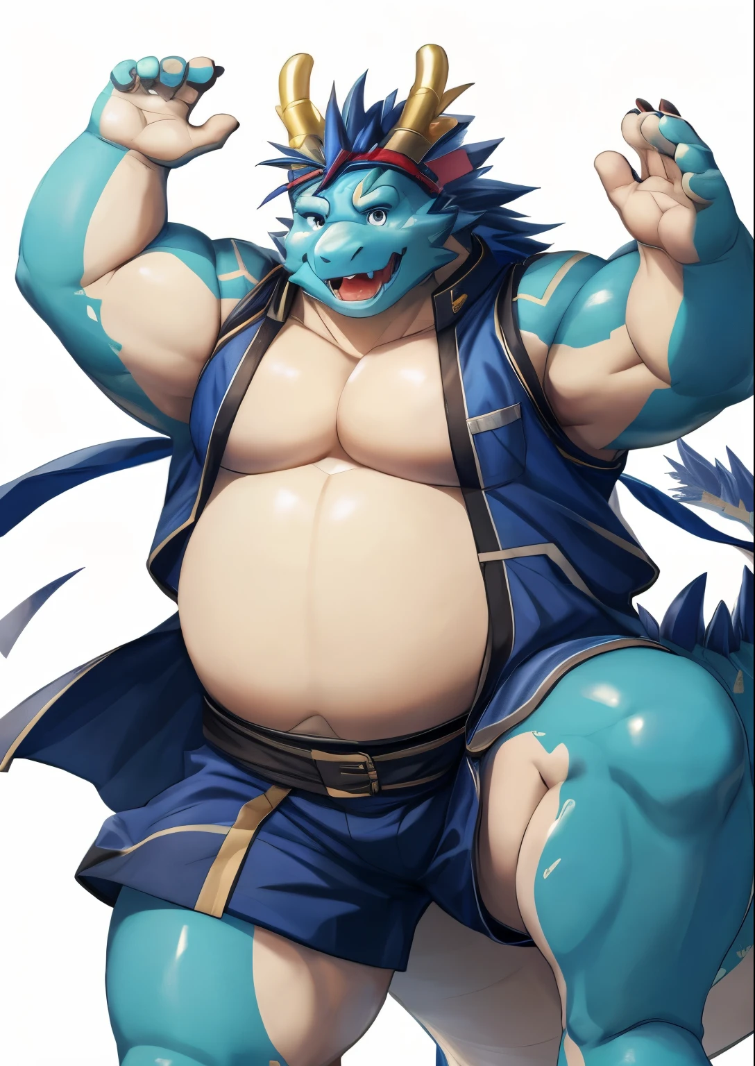 blue genitalia,solo,male people,chubbiness,small fat,Bare-chested,victory pose, solo, Detailed pubic hair, A high resolution,, tmasterpiece,Excessive obesity,Obesity in the extremities,Lift your feet,foot in the air,Correct body proportions,overweight,男子气概,oumi,Tatsuki,qinglong