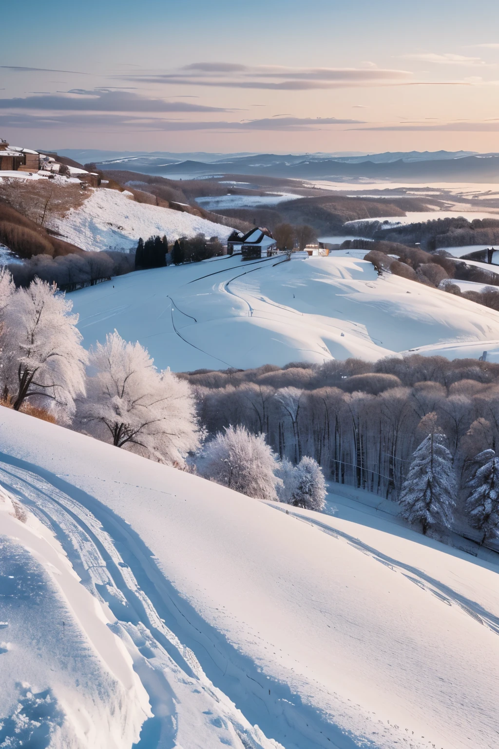 Beautiful landscape view of a frosty steep hill, Emotional Landscape Photography