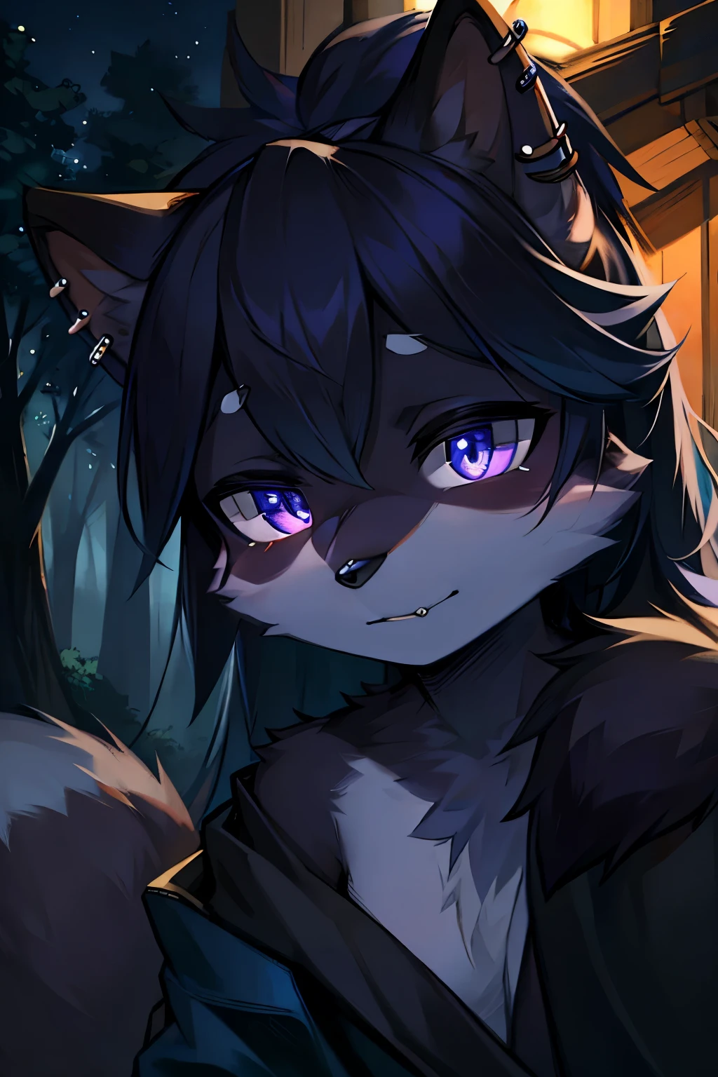 An image of a raccoon gracefully perched on a tree trunk in the stillness of the night, rendered in the striking style of dark indigo and light black hues, with an 8k 3D resolution that highlights every textured detail. The raccoon's distinctive noses and piercing eyes, captured with exceptional precision by the Argus C3 camera, invite the viewer to immerse themselves in the moment and observe the nocturnal creature up close. The quiet and smooth rendering of the image allows for a serene appreciation of the raccoon's beauty and intricacies, inviting introspection and wonder.