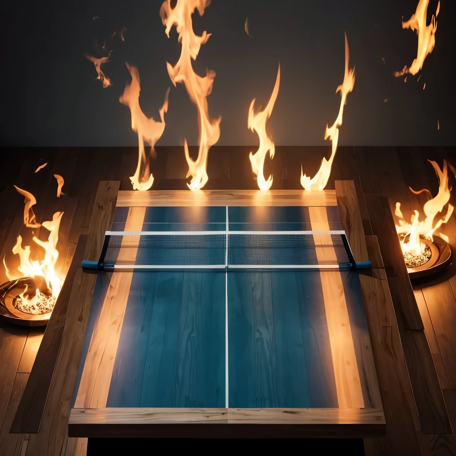 Burning table tennis bat with TG Alpha lettering