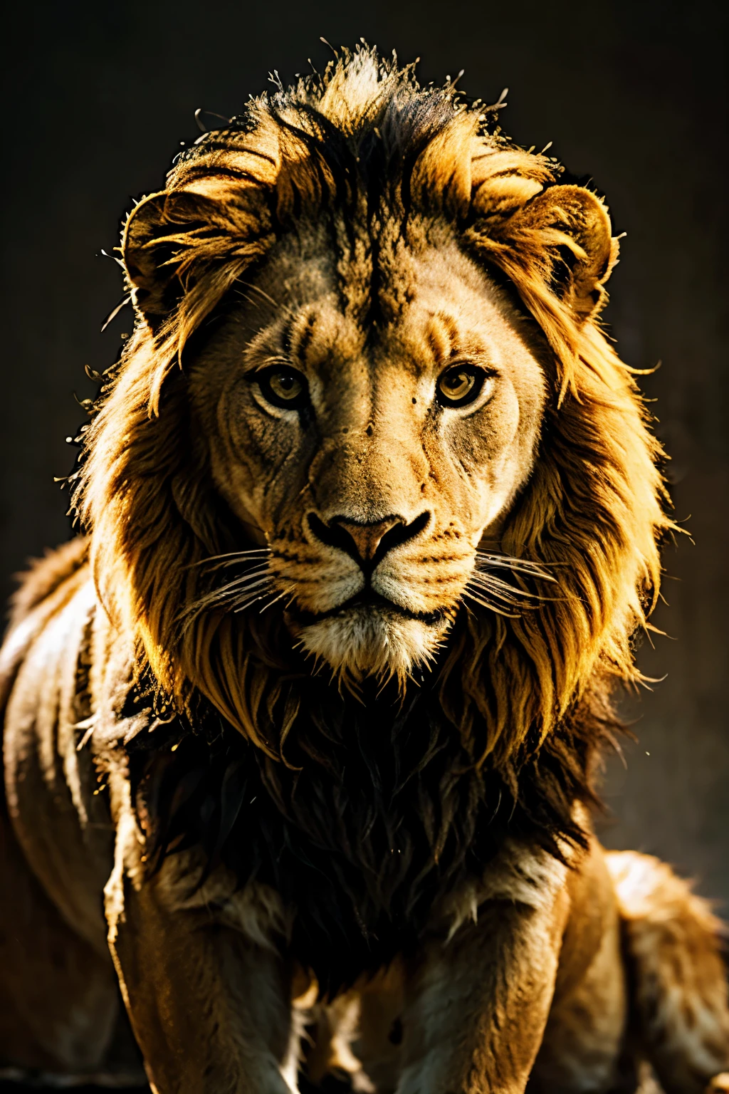 A majestic lion with a fearsome yellow hair