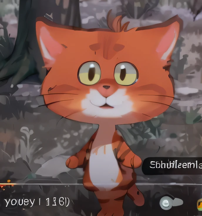 there is a cat that is standing in the grass, subtitles, with subtitles, children's cartoon, youtube video screenshot, youtube clickbait, the cat is orange, anime opening, netflix animation, screenshot from a movie, the cat is smiling, vlc screenshot, film still from an cartoon, japanese animation, with garfield the cartoon cat, gumball watterson