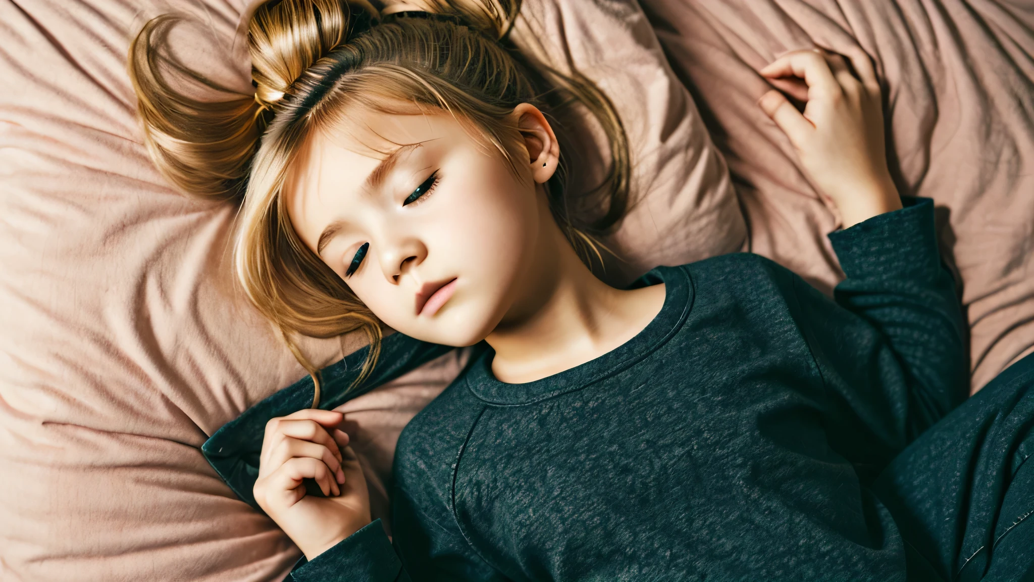 KIDS BLONDIE HAIR BUN DARK clothes BACKGROUND RED, SLEEP Token.