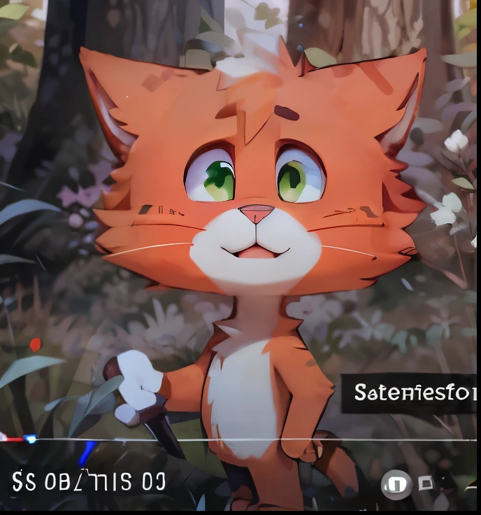 best quality masterpiece, there is a catboy that is standing in the grass, orange cat,
