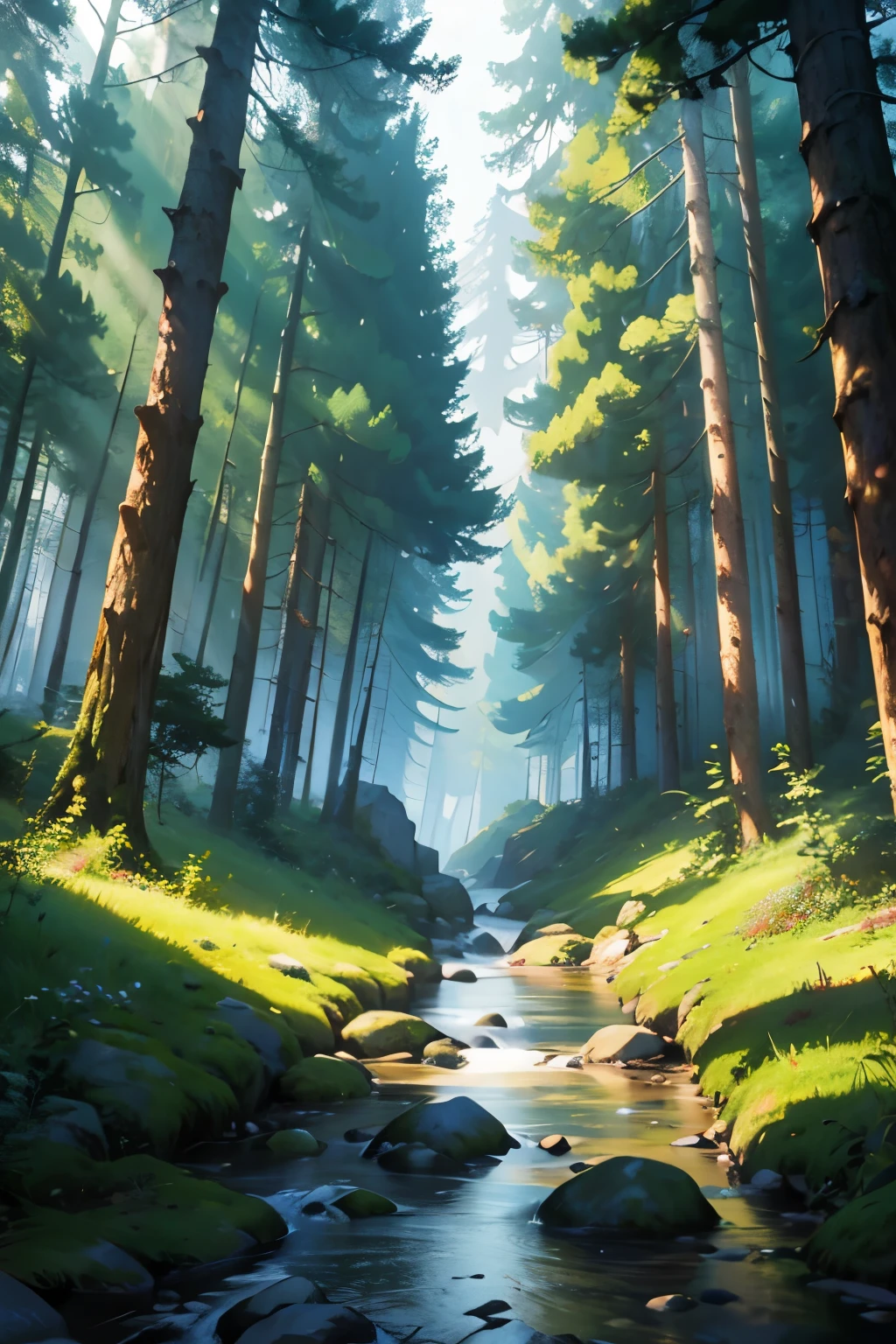 anime highest quality, beautiful wild forest